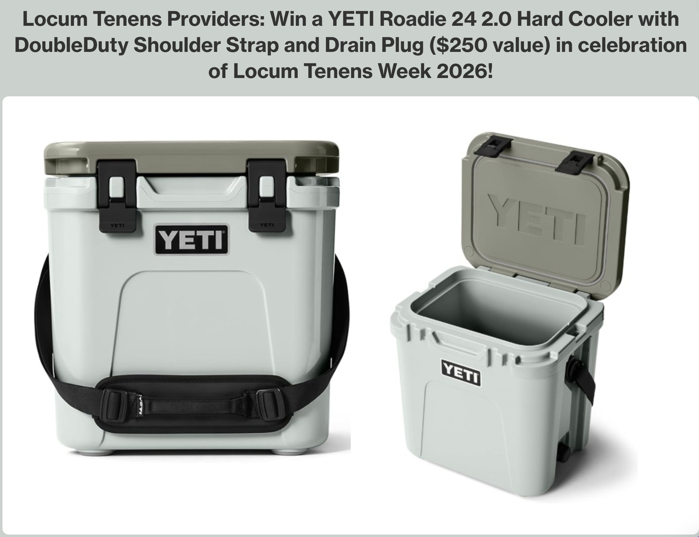 YETI Roadie 24 cooler offered in the All Medical Personnel locum tenens provider giveaway